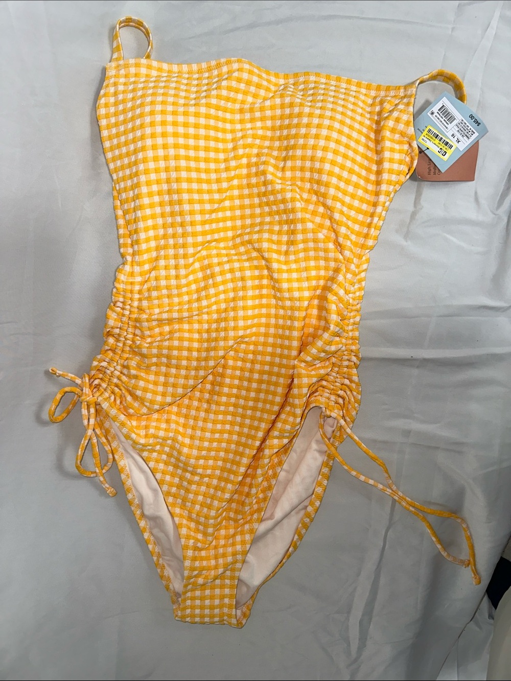 Shade & Shore Yellow Gingham One-Piece Swimsuit
